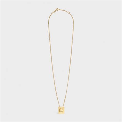 Alphabet K Necklace in Brass with Gold finish 